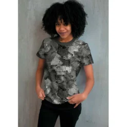 Bomuldsjersey m/printet jeanslommer Slate blue