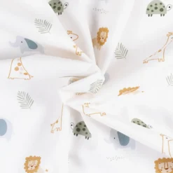 Bomuldspoplin m/ safari dyr Trend white