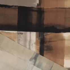Bomuldssatin med kunstnerisk print Misty Rose