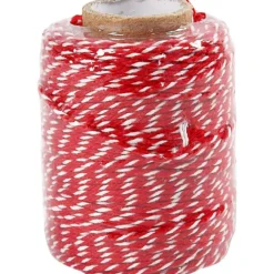 Bomuldssnor, 1,1 mm, 50 m Rød/hvid