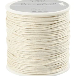 Bomuldssnor, 1 mm, 40 m Råhvid