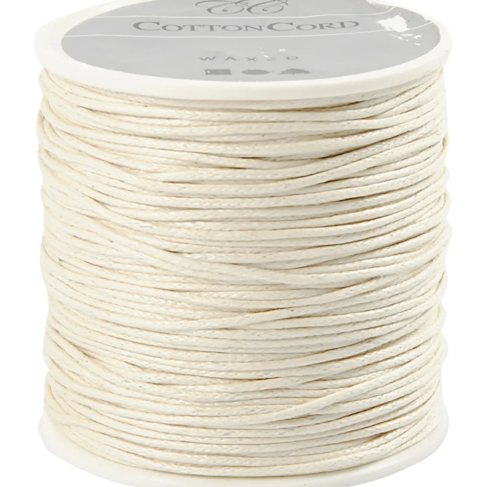 Bomuldssnor, 1 mm, 40 m Råhvid
