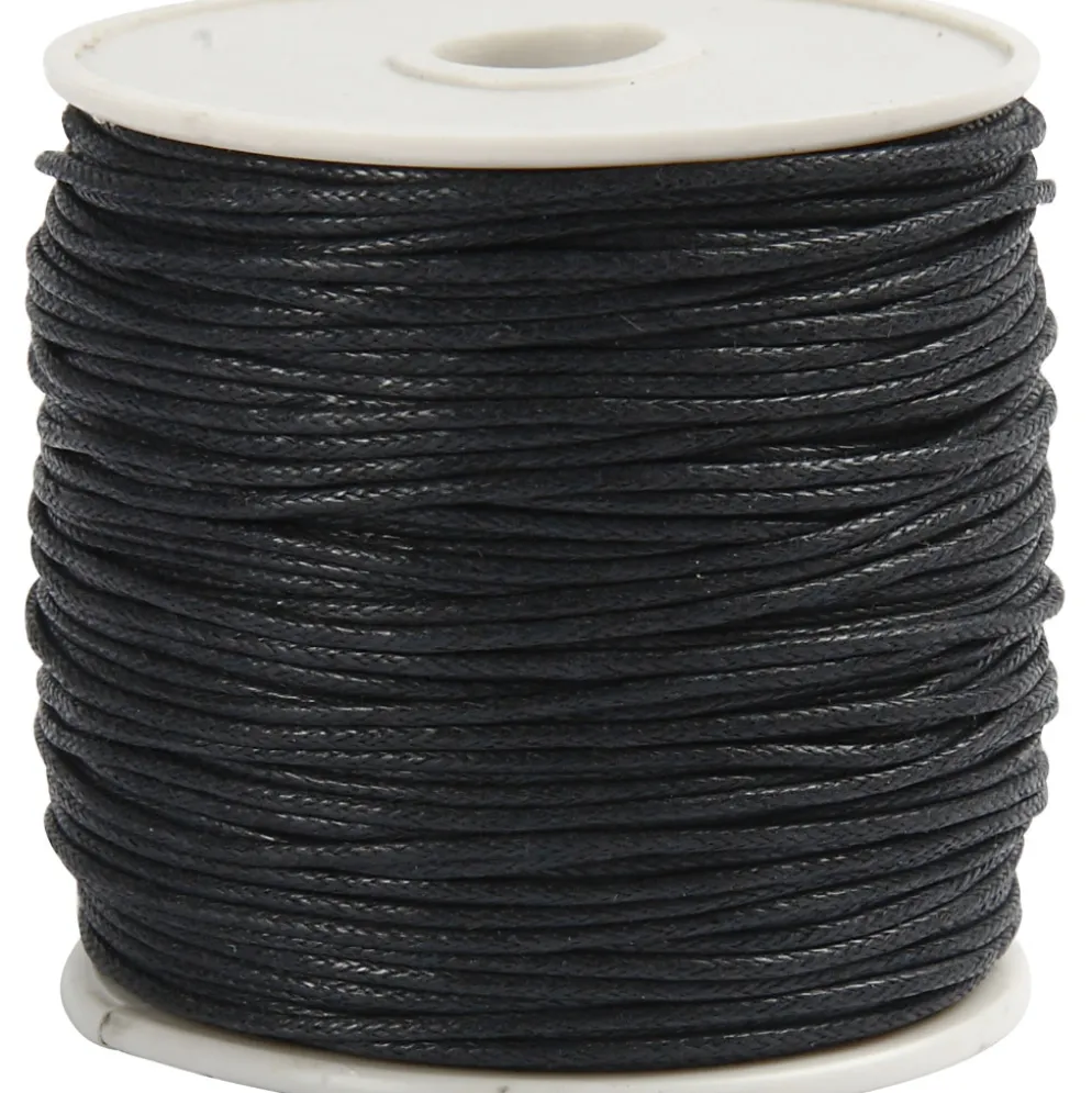 Bomuldssnor, 1 mm, 40 m Sort