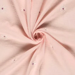 Bomulds voile m/blomster broderi Misty rose