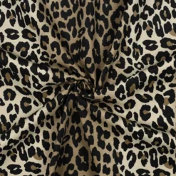 Bomuld twill m/stretch og leopard print Jord