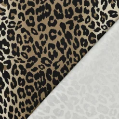 Bomuld twill m/stretch og leopard print Jord