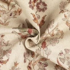 Bred halvpanama m/ hør blomster print Bourdeaux