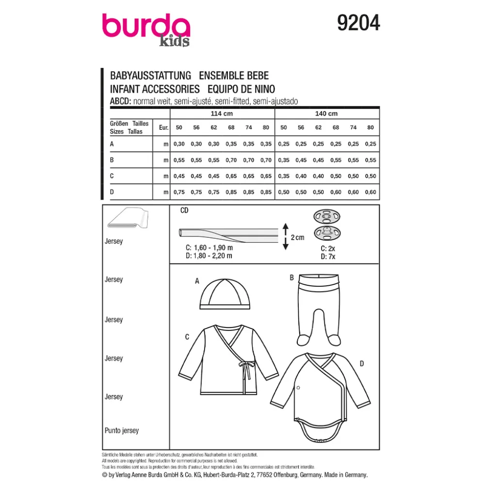Børn accessories Burda 9204 str. 50-80