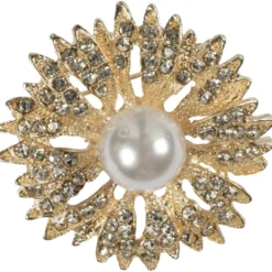 Broche blomst m perle og similisten Ø 3,5cm