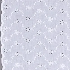 Broderi anglaise m/ bølgekant Hvid