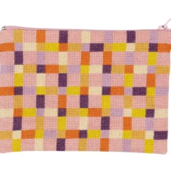 Broderi kit Pink og lilla streger Clutch 13x18cm