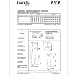 Buksedragt/bluse/bukser Burda 6516 str. 34-46