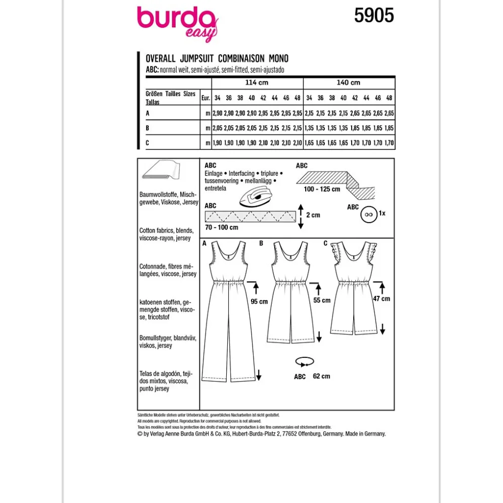 Buksedragt Burda 5905 str. 34-48