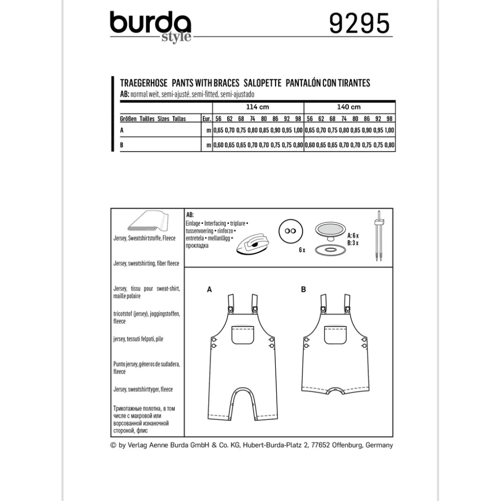 Bukser Burda Kids 9295 str. 56-98