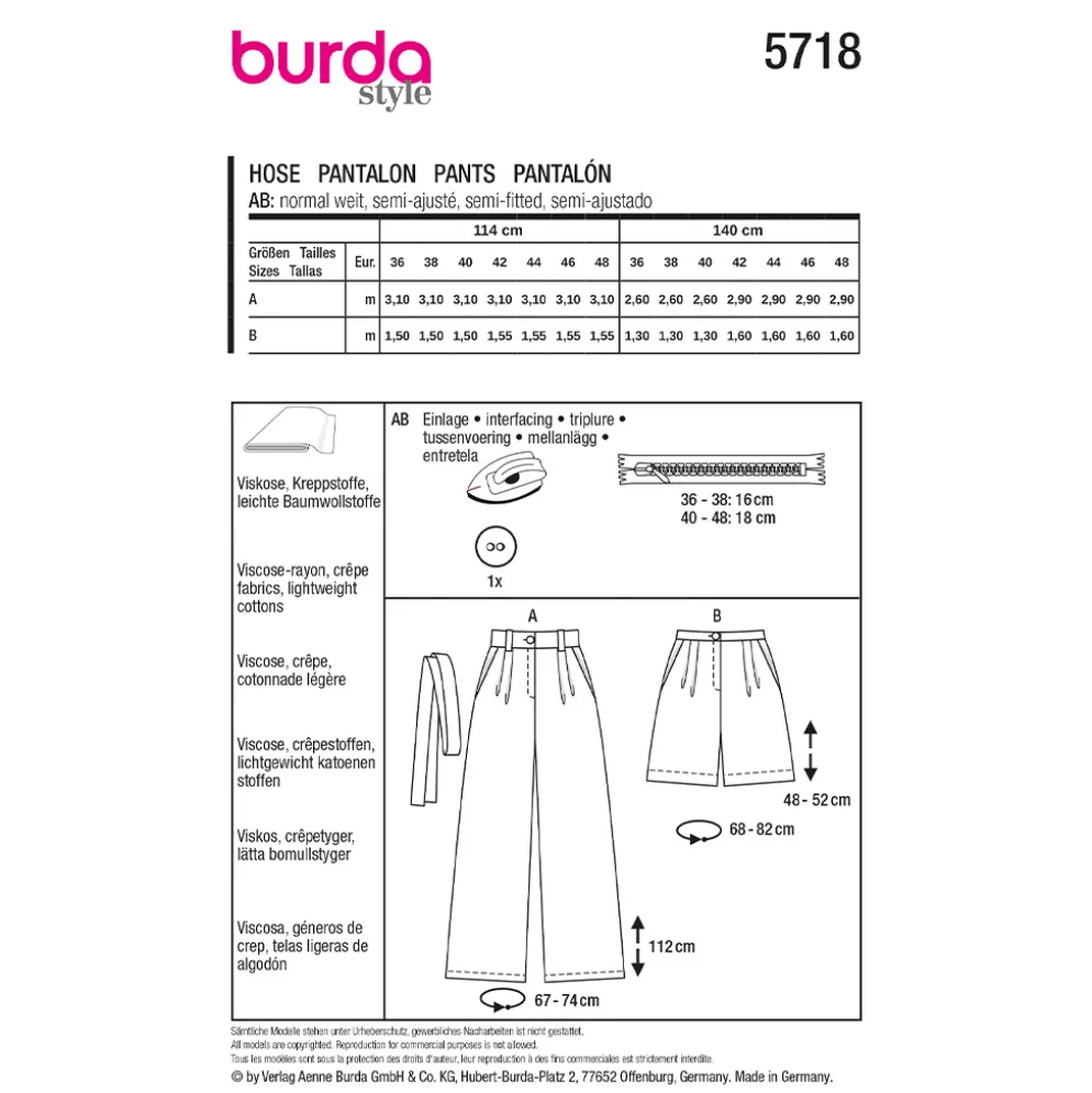 Bukser Burda 5718 str. 36-48