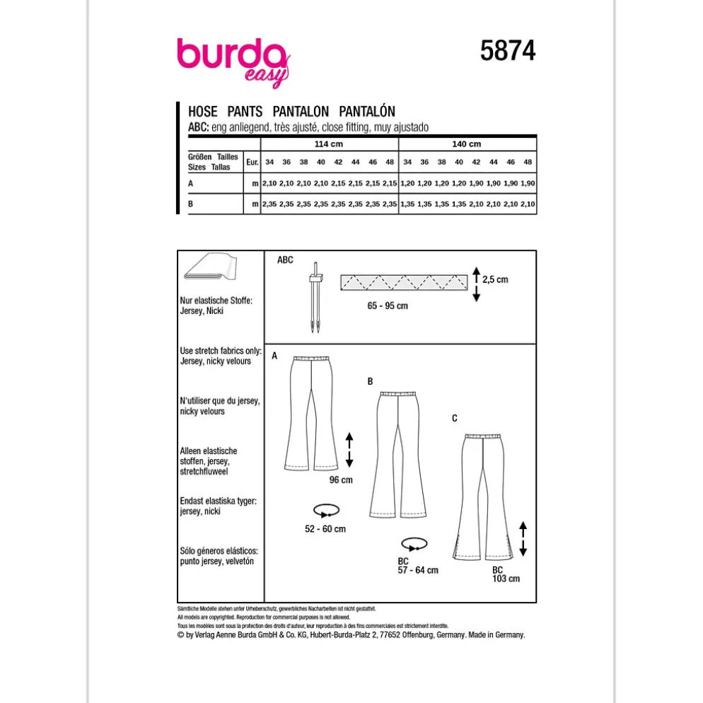 Bukser Burda 5874 str. 34-48