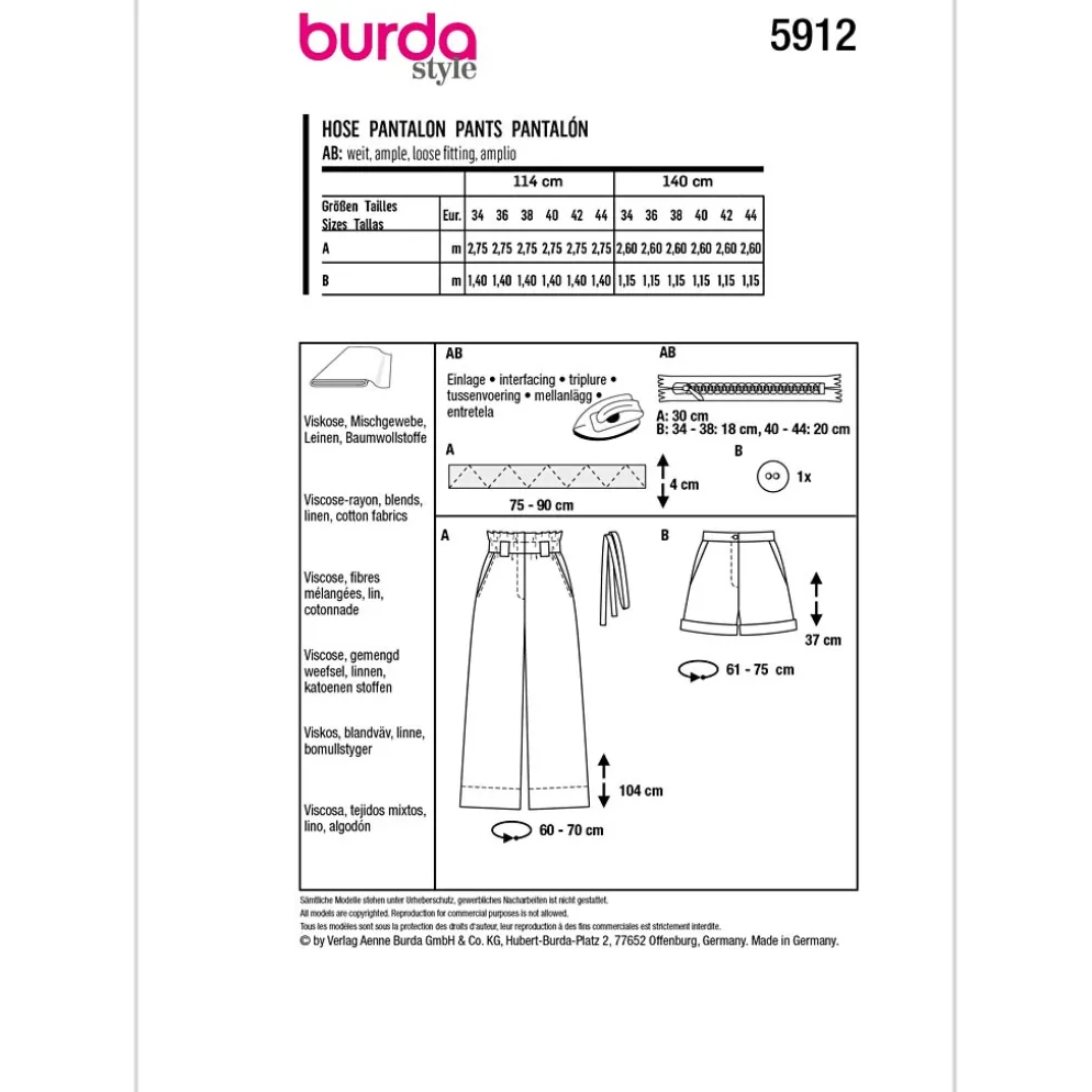 Bukser Burda 5912 str. 34-44