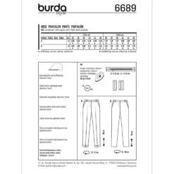 Bukser Burda 6689 str. 36-46