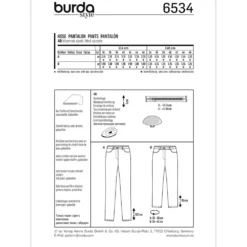 Bukser Burda 6534 str. 34-46