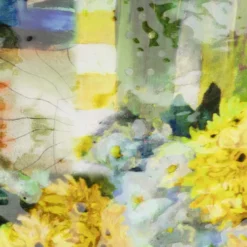 Burnout silke m/blomster print Mørk Lime