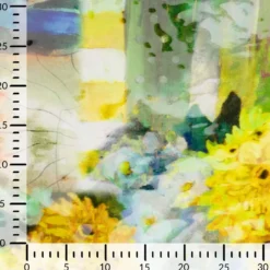 Burnout silke m/blomster print Mørk Lime