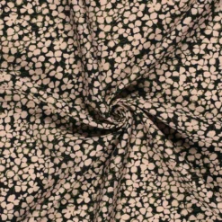 Crêpe Viskose med Blomster Sort