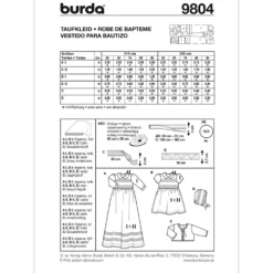 Dåbskjole Burda Kids 9804 str. 62-86