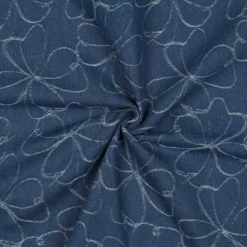 Denim m/jacquard blomster Støvet blå