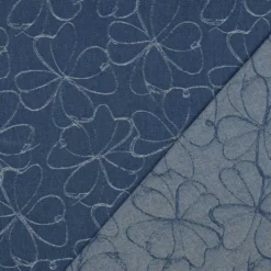 Denim m/jacquard blomster Støvet blå