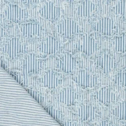 Denim m/strib og struktur Due blå
