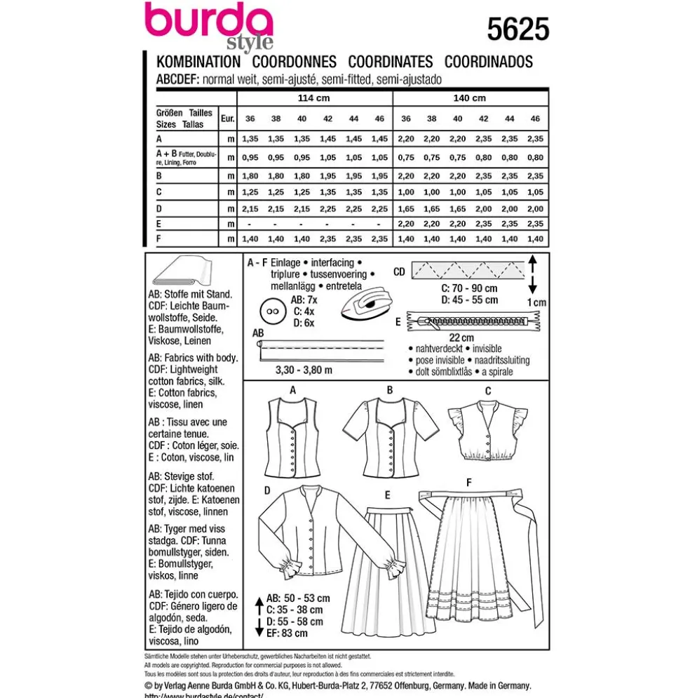 Dirndl Burda Str. 36-46