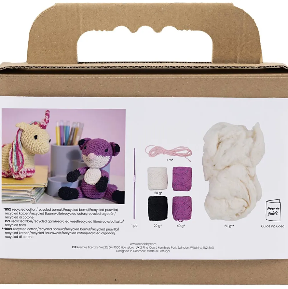 DIY Kit Amigurumi, Ræv, sort, blomme