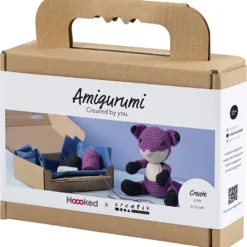 DIY Kit Amigurumi, Ræv, sort, blomme