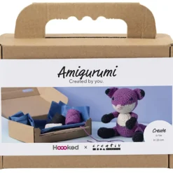 DIY Kit Amigurumi, Ræv, sort, blomme