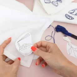DIY Kit Broderi, servietter, Off white
