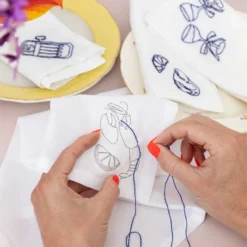 DIY Kit Broderi, servietter, Off white