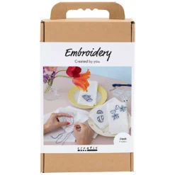 DIY Kit Broderi, servietter, Off white