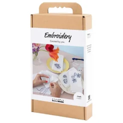 DIY Kit Broderi, servietter, Off white