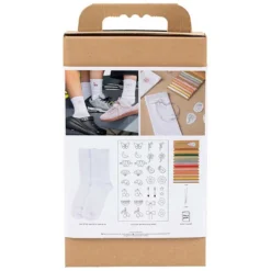 DIY Kit Broderi, strømper 3 par, hvid