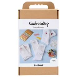 DIY Kit Broderi, strømper 3 par, hvid