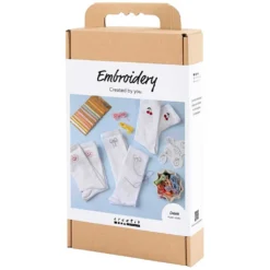 DIY Kit Broderi, strømper 3 par, hvid