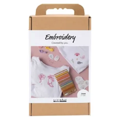 DIY Kit Broderi, 2 t-shirt, hvid
