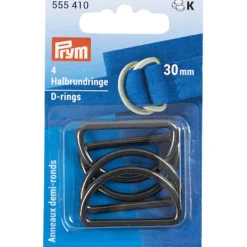 D-ring 4stk. 30mm, Sort metal