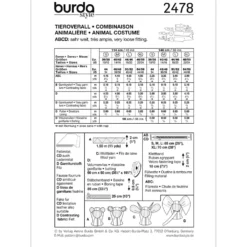 Dyr kostumer Burda 2478 str. 36/38 – 48/50