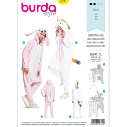 Enhjøning/hare Burda 2351 str. xs-xl