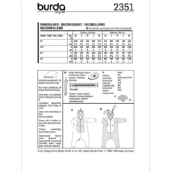 Enhjøning/hare Burda 2351 str. xs-xl
