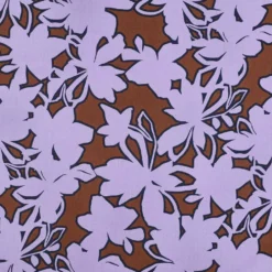 Fin poplin med grafisk blomsterprint Rød brun