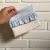 Garnfarvet bomulds strib Opal blå