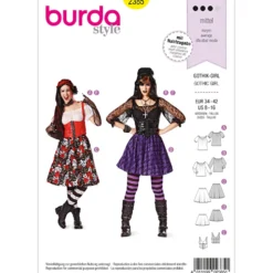 Gothic-girl kostume Burda 2385 str. 34-42