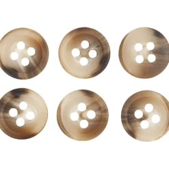 Habitknap 4-huls, 13 mm, 6 stk. Beige/Lysebrun